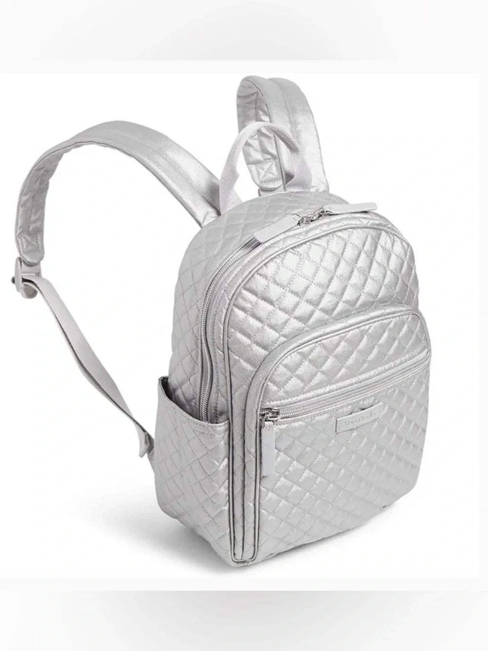 Vera Bradley Women's Signature Cotton Small Backpack Bookbag | Silver Pearl NWOT